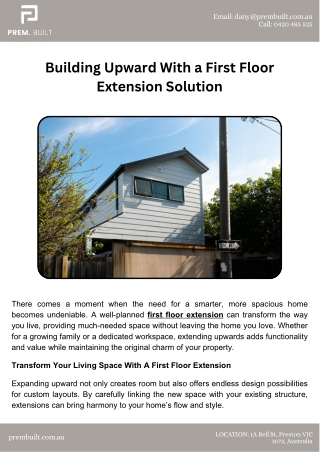 Building Upward With a First Floor Extension Solution