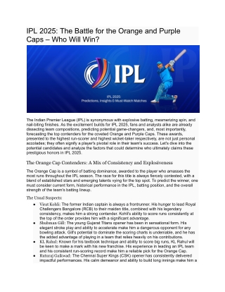 IPL 2025_ The Battle for the Orange and Purple Caps – Who Will Win