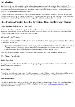 Pitco Foods: A Foodie's Paradise for Unique Finds and Everyday Staples