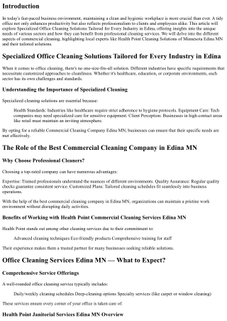 Specialized Office Cleaning Solutions Tailored for Every Industry in Edina