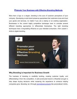 Promote Your Business with Effective Branding Methods