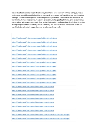 Travel classified backlinks are an effective way to enhance your website