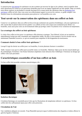 “Tout savoir sur la conservation des spiritueux dans un coffret en bois”