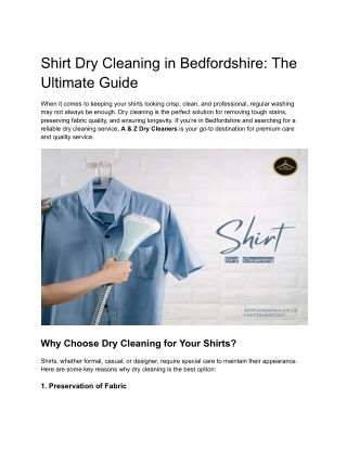 Shirt Dry Cleaning in Bedfordshire
