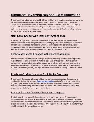 Smartroof Evolving Beyond Light Innovation