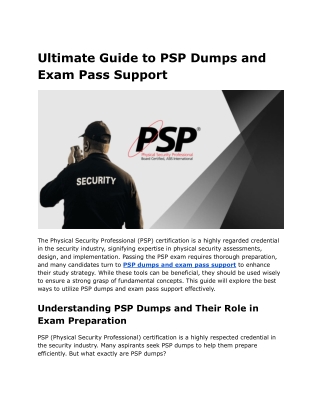 Ultimate Guide to PSP Dumps and Exam Pass Support