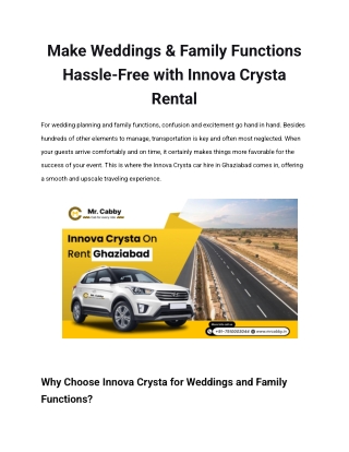 Toyota Innova Crysta on rent in Ghaziabad - Mr. Cabby
