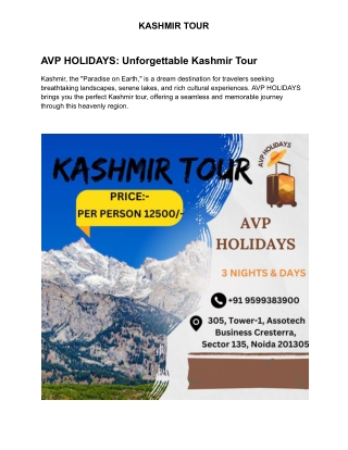 KASHMIR TOUR