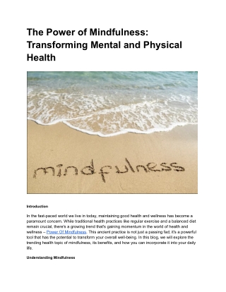 The Power of Mindfulness_ Transforming Mental and Physical Health