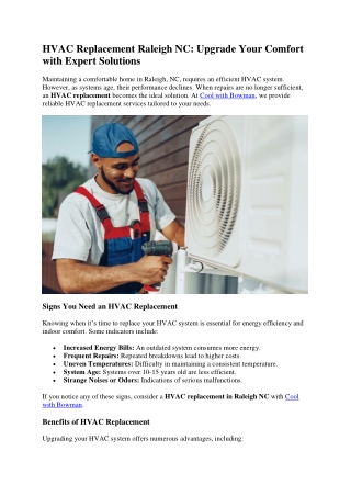 HVAC Replacement Raleigh NC: Efficient Solutions for Your Home