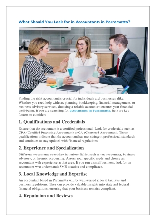 What Should You Look for in Accountants in Parramatta