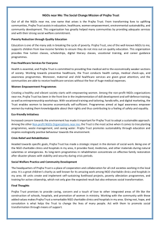 Best NGOs in Chennai - Prajha Trust and its Social Activism