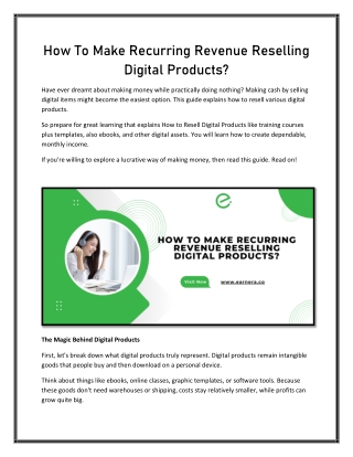 How To Make Recurring Revenue Reselling Digital Products