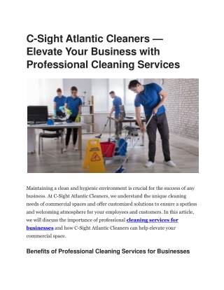 Csight Atlantic Cleaners - Professional Cleaning Services for Businesses in Dart