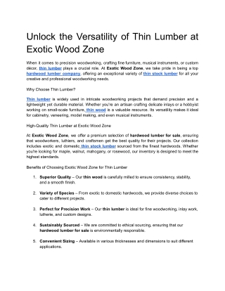 Unlock the Versatility of Thin Lumber at Exotic Wood Zone (1)