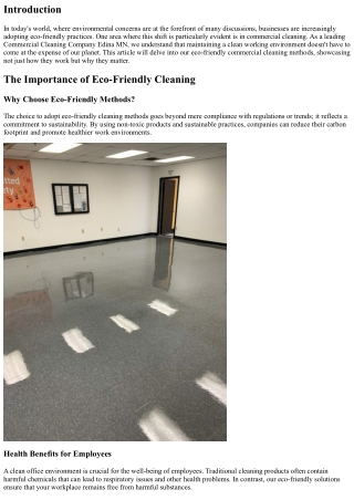 A Closer Look at our Eco-Friendly Commercial Cleaning Methods