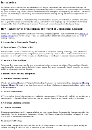 How Technology is Transforming the World of Commercial Cleaning
