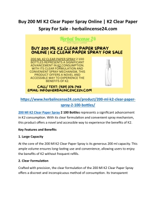 Buy 200 Ml K2 Clear Paper Spray Online K2 Clear Paper Spray For Sale - herbalincense24