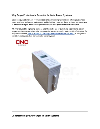 Why Surge Protection is Essential for Solar Power Systems