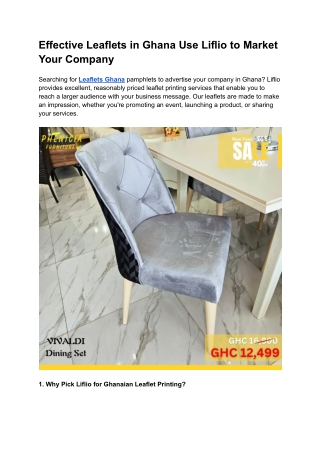 Effective Leaflets in Ghana Use Liflio to Market Your Company