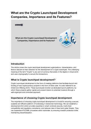 What are the Crypto Launchpad Development Companies, Importance and its Features_