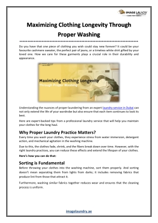 Maximizing Clothing Longevity Through Proper Washing