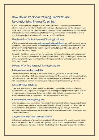 How Online Personal Training Platforms Are Revolutionizing Fitness Coaching