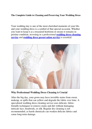 The Complete Guide to Cleaning and Preserving Your Wedding Dress