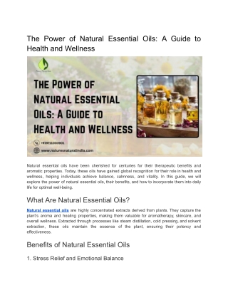 The Power of Natural Essential Oils_ A Guide to Health and Wellness