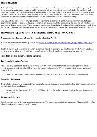 Innovative Approaches to Industrial and Corporate Cleans