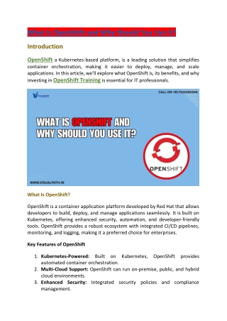 OpenShift Course Online - OpenShift Training In Hyderabad