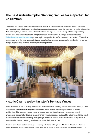 The Best Wolverhampton Wedding Venues for a Spectacular Celebration