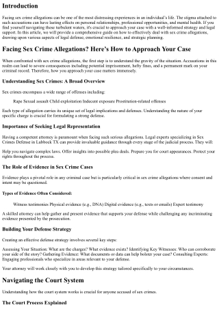 Facing Sex Crime Allegations? Here’s How to Approach Your Case