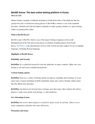 Bet365 Korea The best online betting platform in Korea