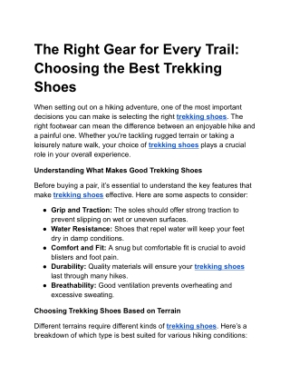The Right Gear for Every Trail_ Choosing the Best Trekking Shoes