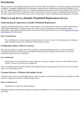 What to Look for in a Reliable Windshield Replacement Service