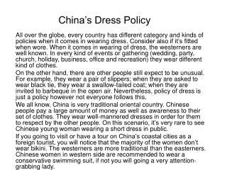 China’s Dress Policy