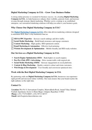 Digital Marketing Company in USA