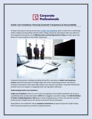 Insider Law Compliance - Ensuring Corporate Transparency & Accountability