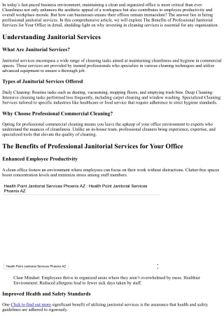 The Benefits of Professional Janitorial Services for Your Office