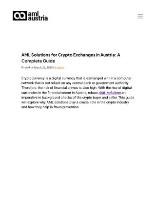 AML Solutions for Crypto Exchanges in Austria: A Complete Guide