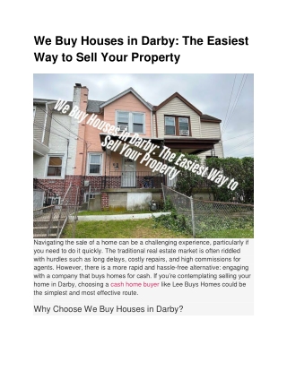 We Buy Houses in Darby_ The Easiest Way to Sell Your Property
