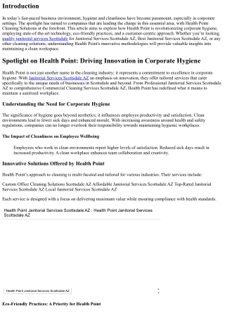 Spotlight on Health Point: Driving Innovation in Corporate Hygiene