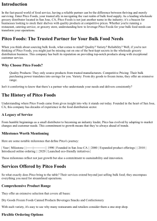 Pitco Foods: The Trusted Partner for Your Bulk Food Needs