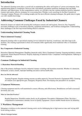 Addressing Common Challenges Faced by Industrial Cleaners