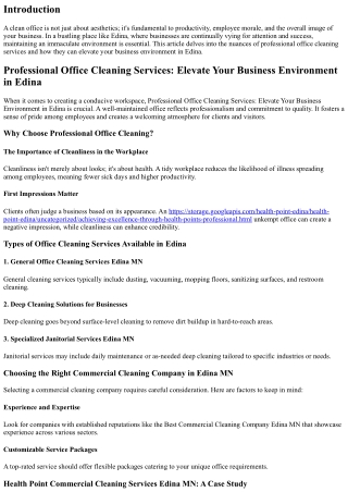 Professional Office Cleaning Services: Elevate Your Business Environment in Edin