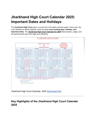 Jharkhand High Court Calendar 2025_ Important Dates and Holidays
