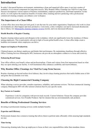 Why Routine Office Cleanings Are Vital For Long-Term Success
