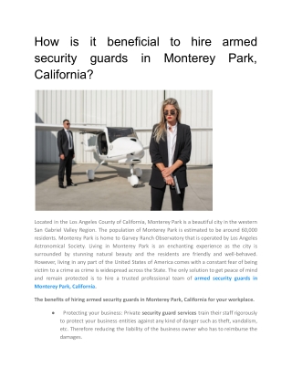 How is it beneficial to hire armed security guards in Monterey Park, California