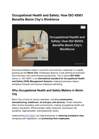 Occupational Health and Safety_ How ISO 45001 Benefits Benin City’s Workforce
